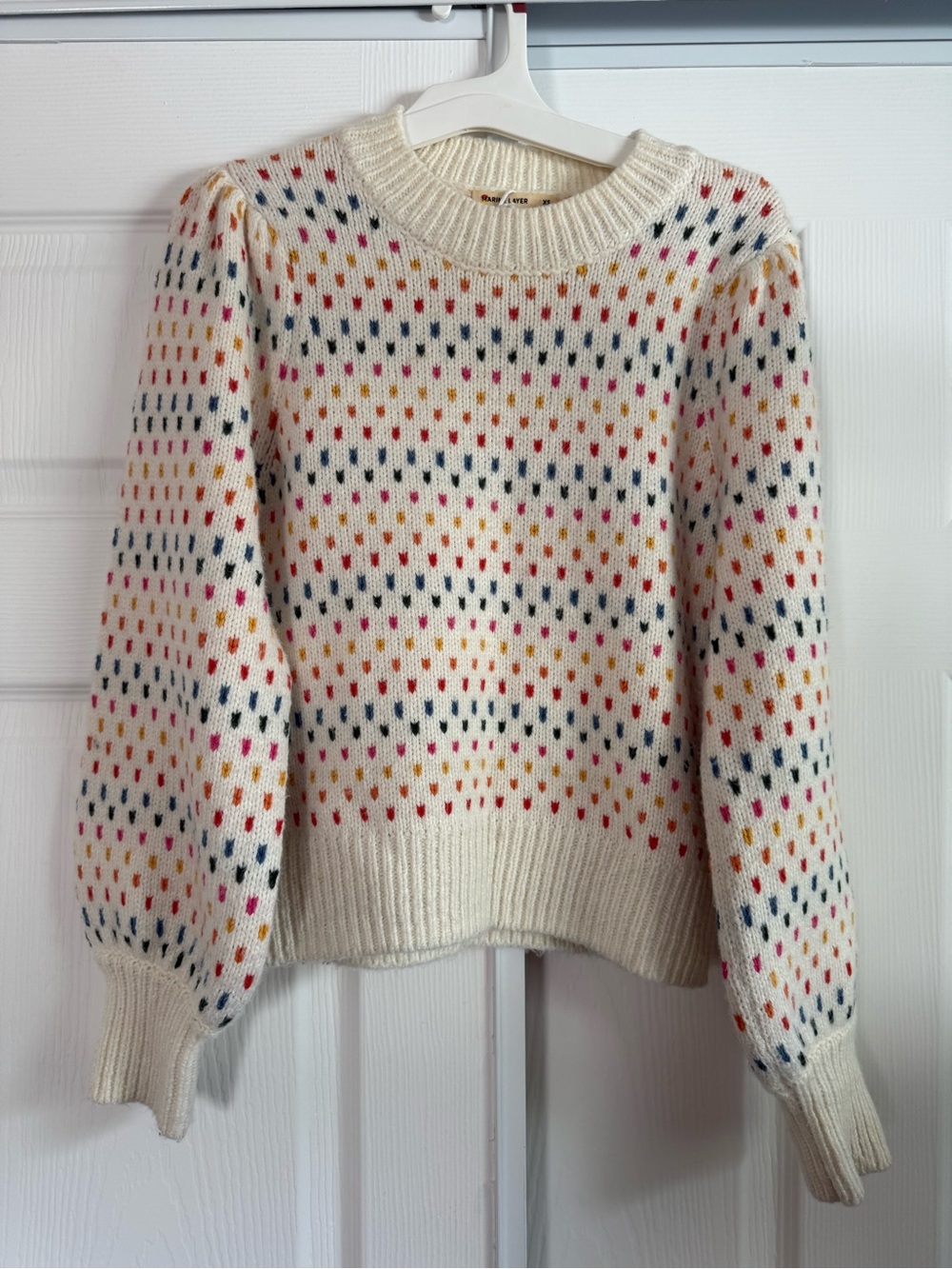 Marine Layer Alma Puff Sleeve Rainbow Sweater Wool Alpaca Size XS NWT